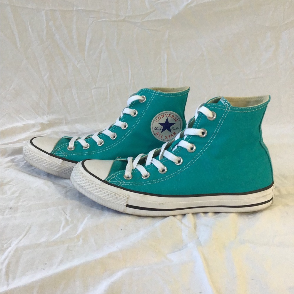 Teal Converse Hi Tops Size 8